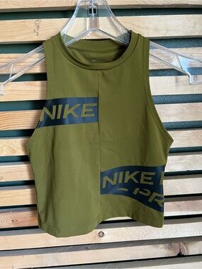 Nike Pro Dri-FIT crop tank top- Olive Green